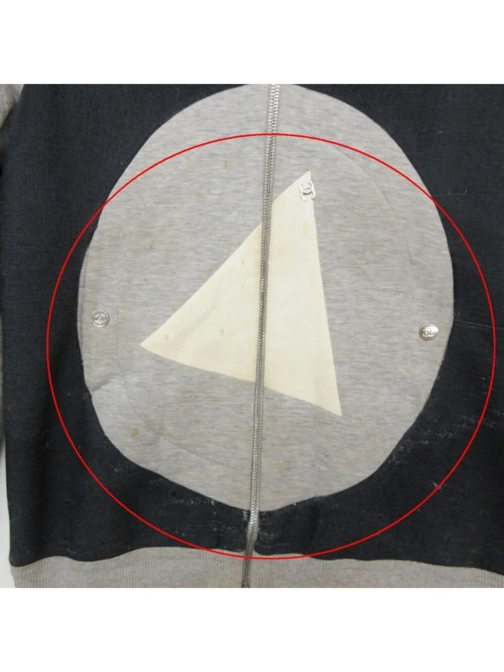 Chanel Hoodie Logo Charm CC Quilted Double Zip Sweatshirt Gray